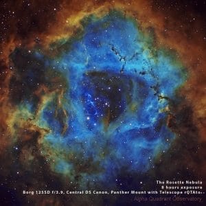 Der Rosettennebel (NGC2237), aufgenommen von Chris Howey mit seiner Panther Teleskopmontierung TTS-160 und einem angebrachten rOTAtor