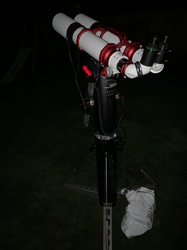 Orpin setup with bino outdoors